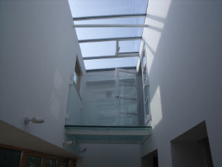 White Barn glass bridge over gallery